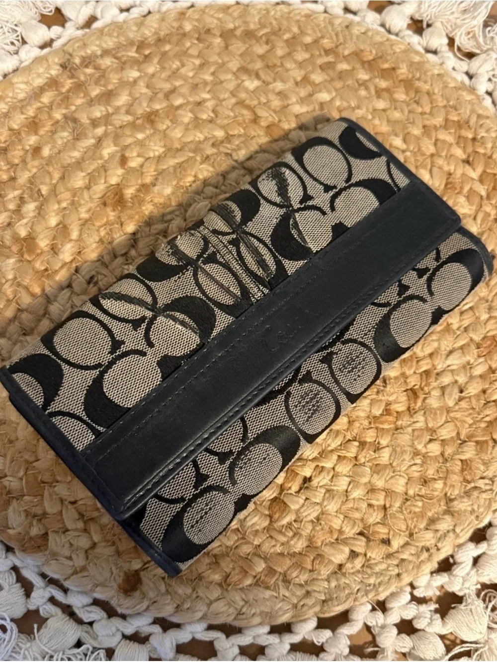 Coach Signature Canvas Wallet in Black and Gray